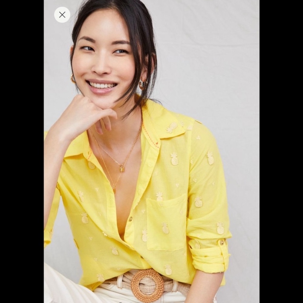 Yellow Pineapple Print Women's Top